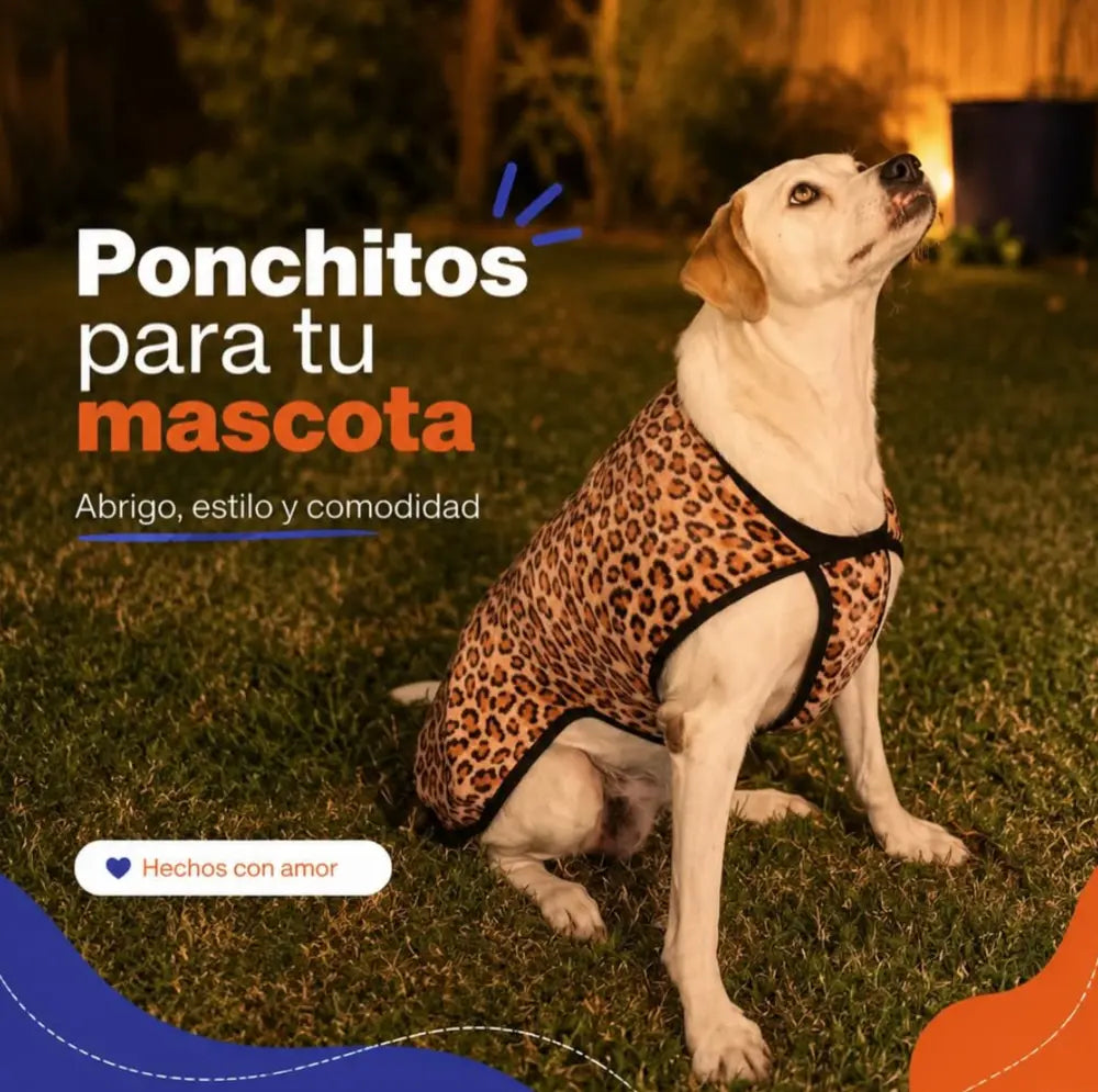Perro usando un ponchito de Tokio Pet Shop